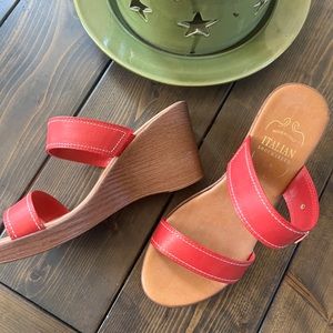 Italian Shoemakers Red Strappy Wedge